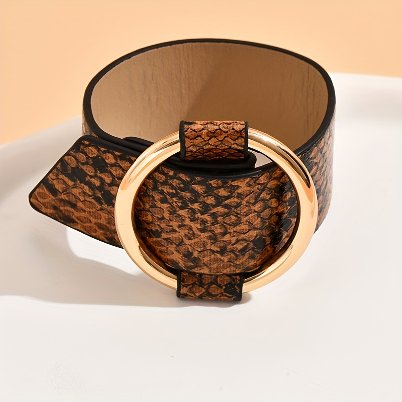 Adjustable Snake Print Leather Bracelet for Women Daily Wear Accessory
